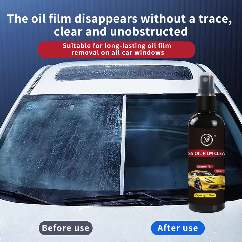 Car Windshield Oil Film Remover Spray – Non-Abrasive Formula, Hydrophobic Coating | Removes Grease, Bugs, Water Spots – 250ml with Microfiber Cloth