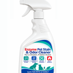 01. 500ml enzyme pet stain and odor cleaner spray bottle with blue and teal label