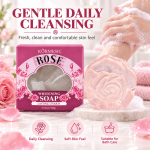 Kormesic rose whitening soap 100g with rose-shaped soap bar and mesh bath accessory