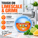 Multi-purpose cleaning paste with lime, basil and citrus fragrance for tackling limescale, grime and tough stains