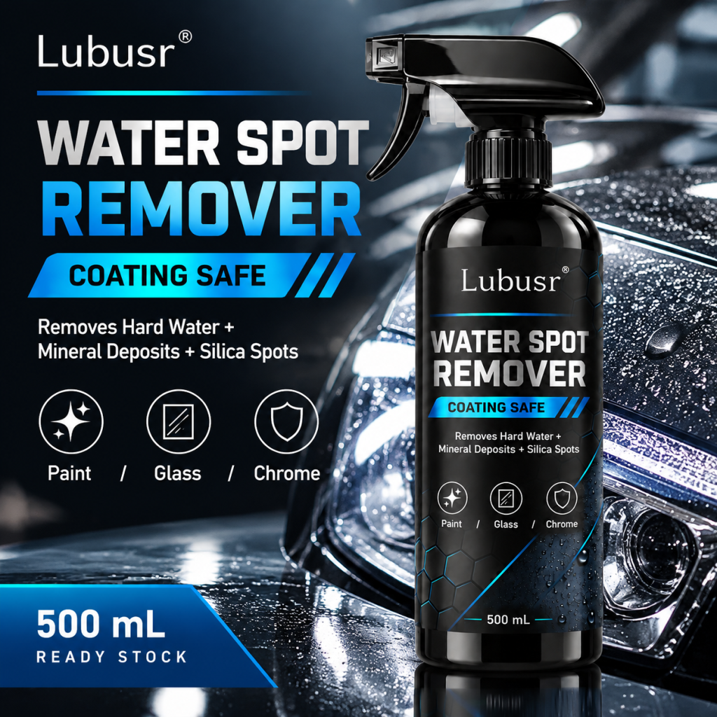 Lubusr 500ml water spot remover spray bottle for car paint, glass and chrome