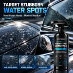 Water spot remover for hard water marks, mineral deposits and silica spots on automotive surfaces