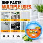 Multi-purpose scouring paste for cleaning faucets, sinks, tiles, showers, cooktops and selected glass surfaces