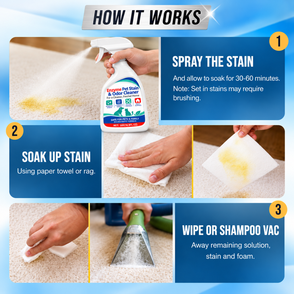 05. How to use enzyme pet stain and odor cleaner to treat stains and remove cleaning residue