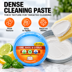 Thick multi-purpose cleaning paste with a dense texture for targeted application to stubborn stains